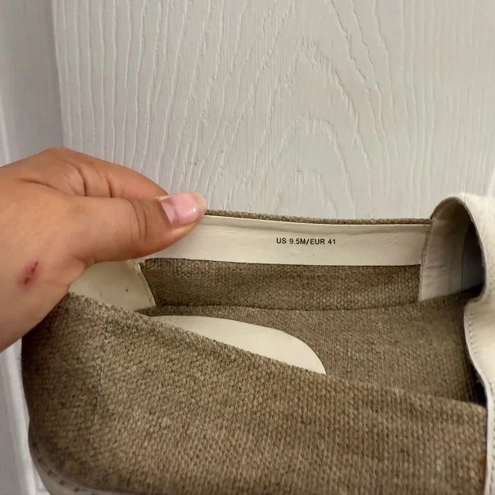 Vince Women's Italian calfskin Cream/white espadril Slip-On Shoes size 9.5